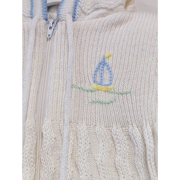 VINTAGE Baby Cable Knit Sweater Hooded Bunting by Yellow Bird - Picture 3 of 4